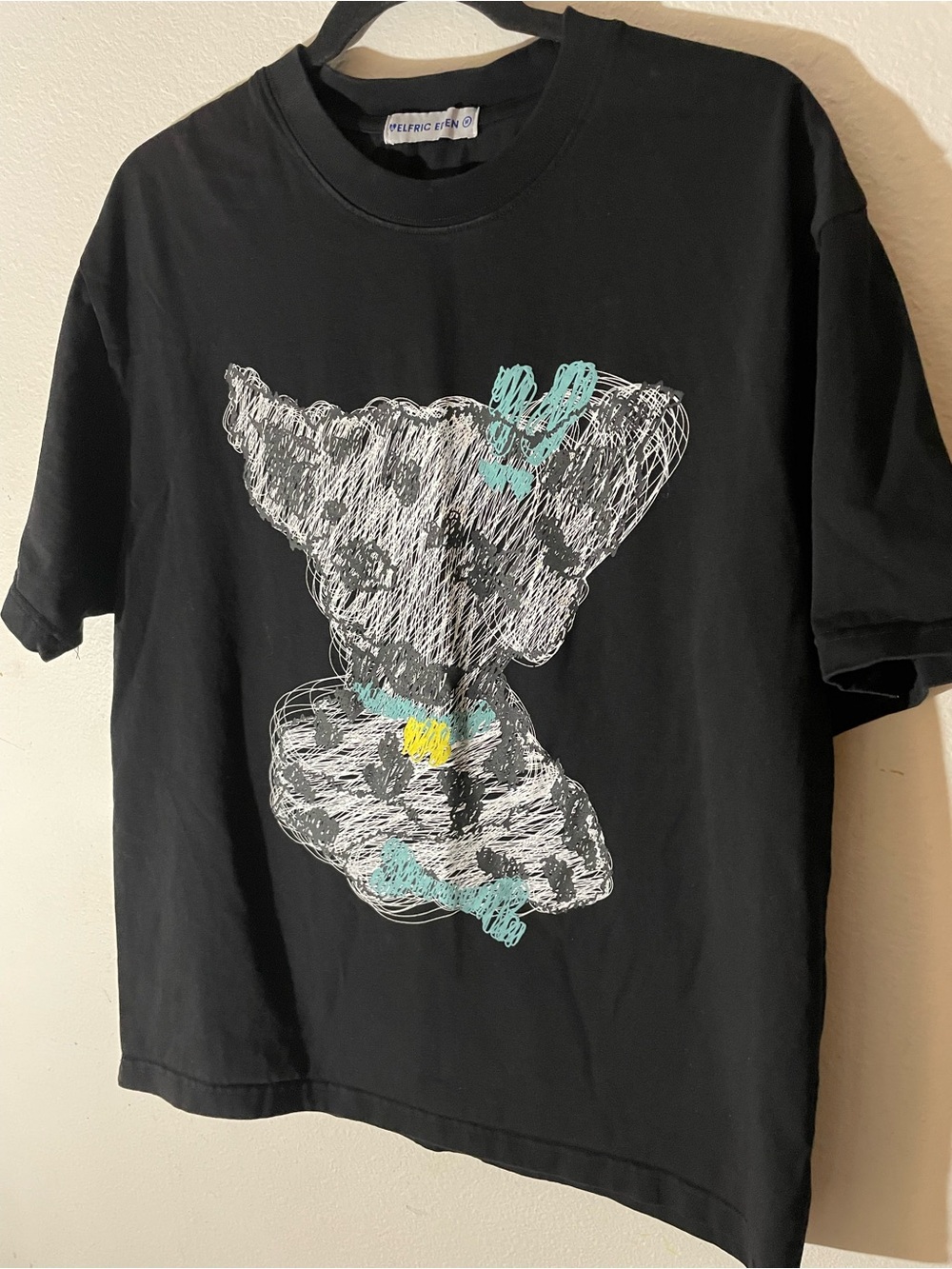Aelfric Eden Black Short-Sleeve Tee with Teal & Yellow Sketch
